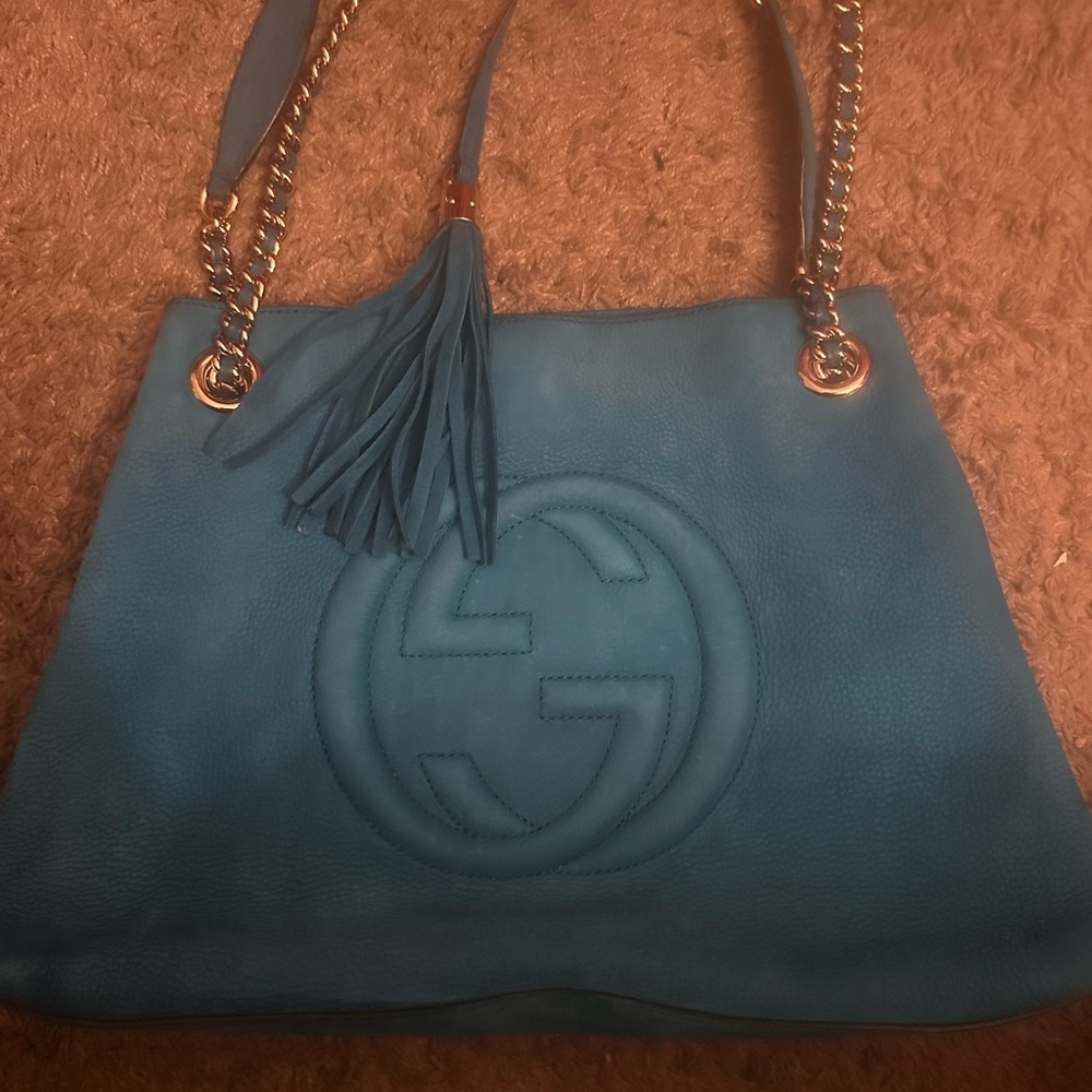 Gucci Teal Shoulder Bag with Tassel